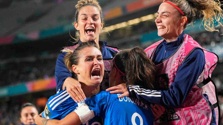 July 24 2023: Cristiana Girelli (Italy) celebrates the teams first goal during a Group G - FIFA Women's World Cup Australia & New Zealand 2023 game, Italy vs Argentina, at Eden Park, Auckland, New Zealand. Kim Price/CSM (Credit Image: .. Kim Price/Cal Sport Media) (Cal Sport Media via AP Images)